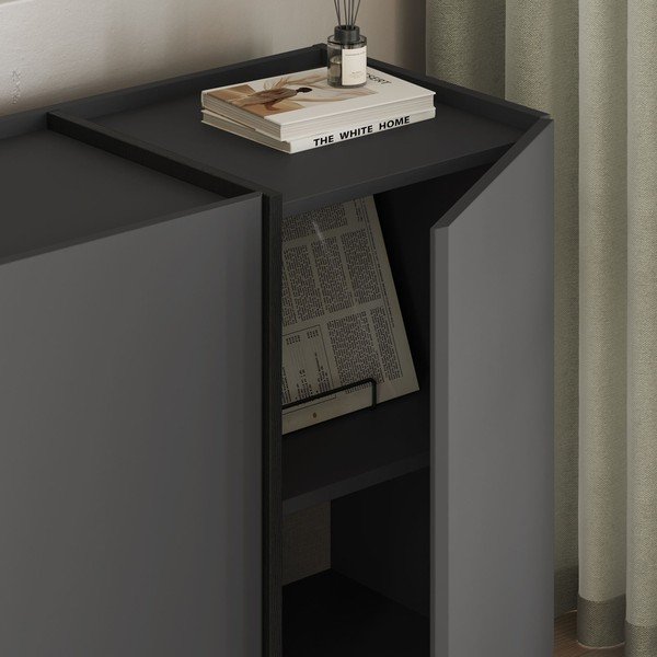 Antracitno siva komoda s rupom za kabele 180x80x45 cm Dorma – Kalune Design-image-3