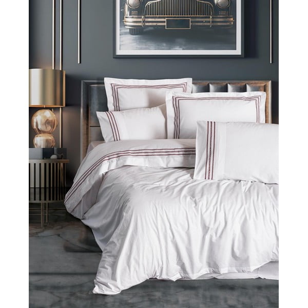 Bijela posteljina za krevet za jednu osobu od renforce pamuka 140x200 cm Red Heritage Lines – Mila Home Luxury