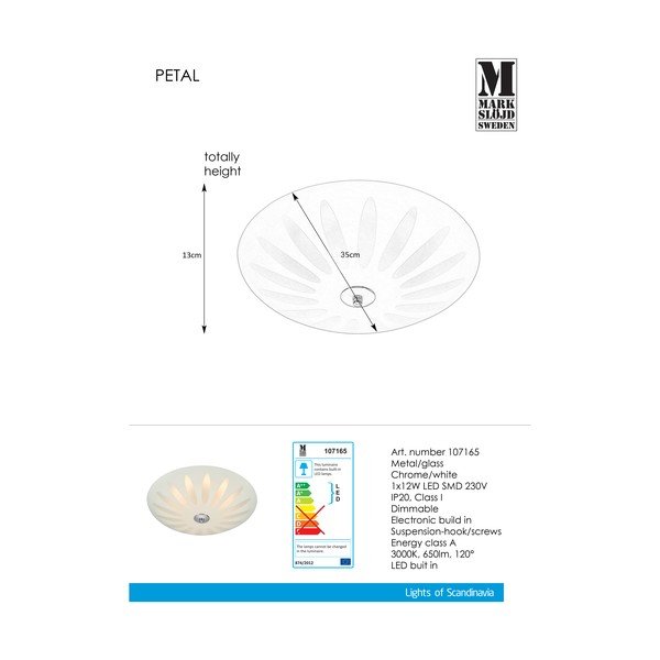 Bijela stropna LED svjetiljka Markslöjd Petal, ø 35 cm-image-1