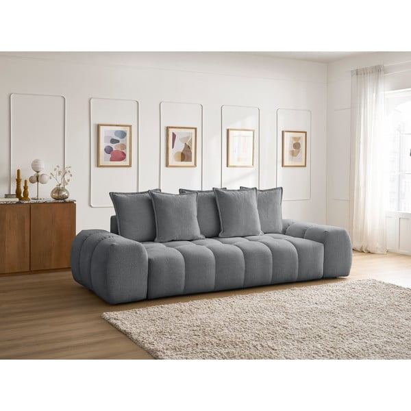 Tamno siva sklopiva/s prostorom za odlaganje sofa od šenila 278 cm Everest – Bobochic Paris-image-1