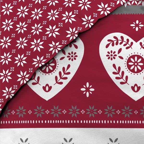 Crvena pamučna posteljina za bračni krevet/za produženi krevet 240x220 cm Alpage – douceur d'intérieur-image-3