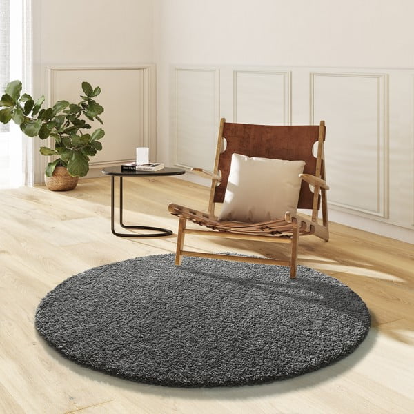 Antracitno sivi okrugli tepih ø 130 cm Norge – Universal-image-1