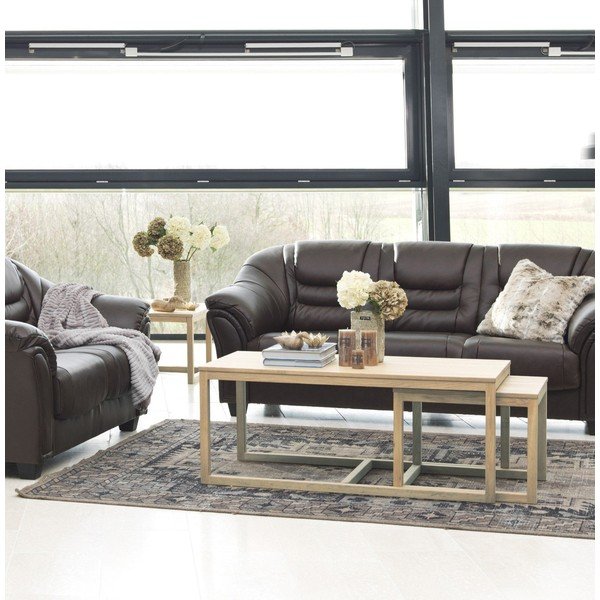 Set od 3 smeđa stolića s bazom od hrasta Acton Cornus-image-1