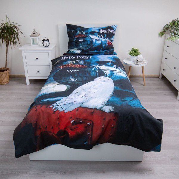 Pamučna dječja posteljina za krevet za jednu osobu 140x200 cm Harry Potter "Hogwarts Express" – Jerry Fabrics-image-1