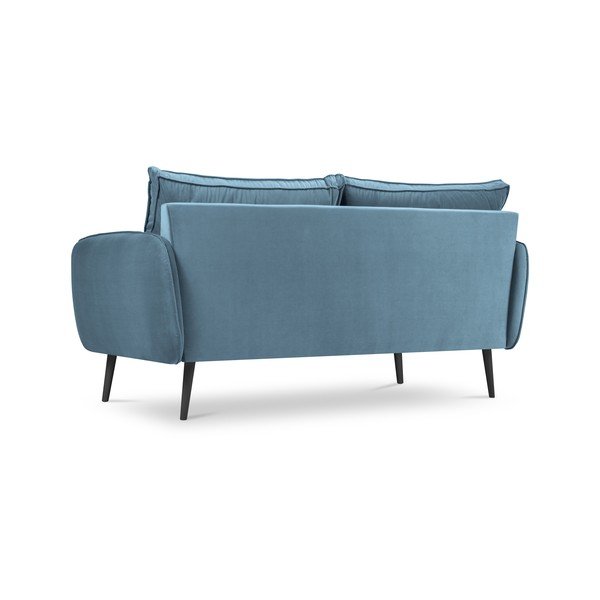 Svijetloplavi baršunasti kauč s crnim nogama Kooko Home Lento, 158 cm-image-3