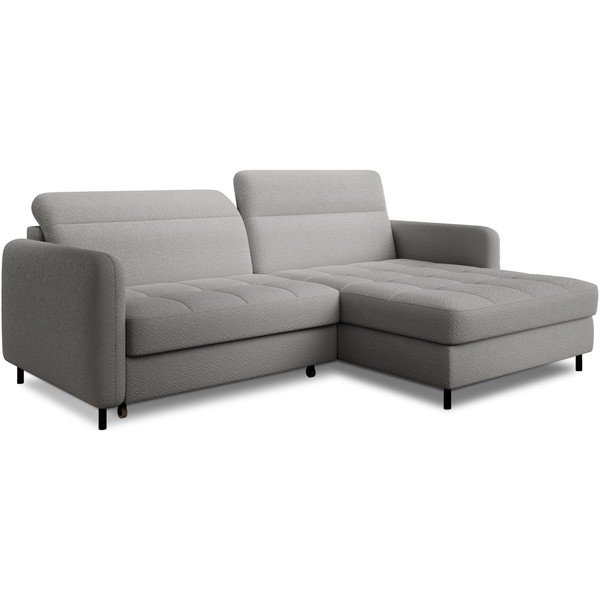 Siva sklopiva/s prostorom za odlaganje kutna garnitura od bouclé tkanine (s desnim kutom/s ležaljkom) Gomsi – ELTAP-image-2