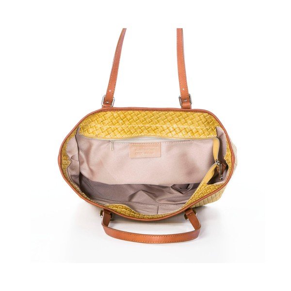 Mustard torbica od prave kože Federica Bassi Puro-image-4