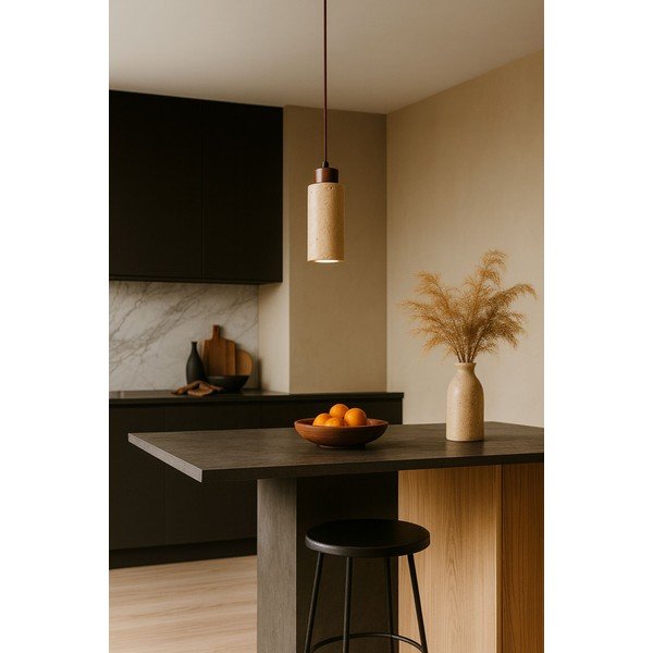Bež viseća svjetiljka s kamenim sjenilom ø 6,5 cm Selma – Opviq lights-image-1