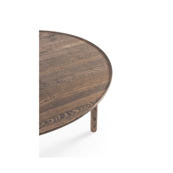 Smeđi okrugao stolić za kavu od punog hrasta ø 100 cm Mu – Gazzda-image-2