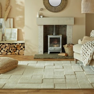 Bež vuneni tepih 290x200 cm Checkerboard - Flair Rugs