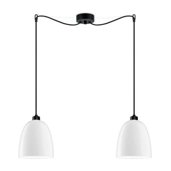Bijela dvostruka sjajna stropna svjetiljka s crnim kabelom Sotto Luce Awa