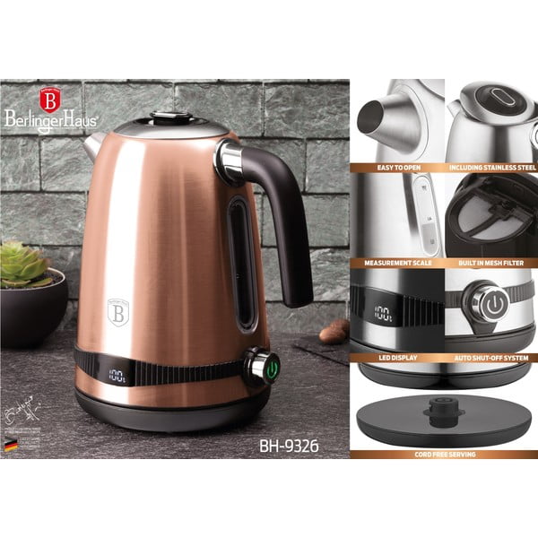 Kuhalo za vodu 1,7 l Rosegold Metallic Line - BerlingerHaus-image-3