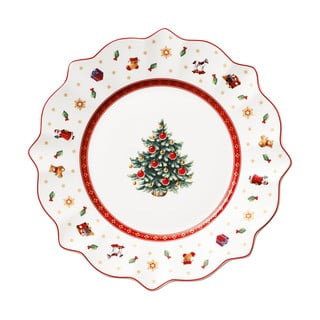 Bijelo-crveni porculanski božićni tanjur Toy's Delight Villeroy & Boch, Ø 24 cm