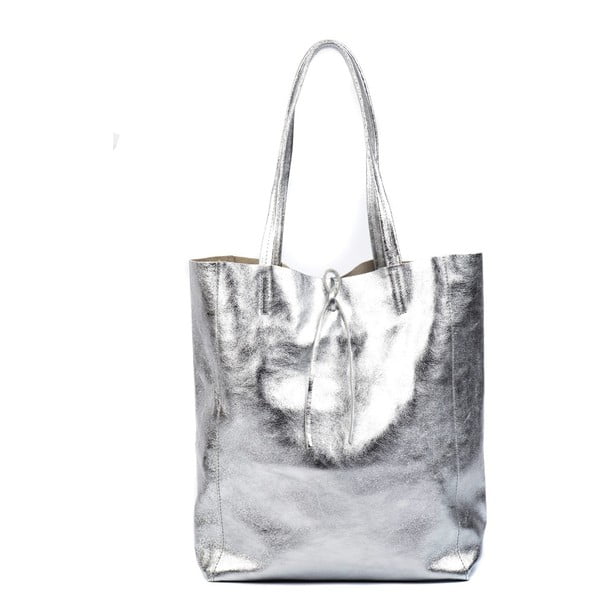 Kožna torbica u srebrnoj boji Carla Ferreri Ornella