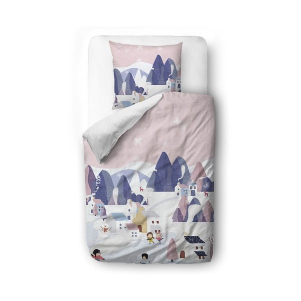 Dječja posteljina za krevet za jednu osobu od pamučnog satena 135x200 cm Pink Sky - Butter Kings