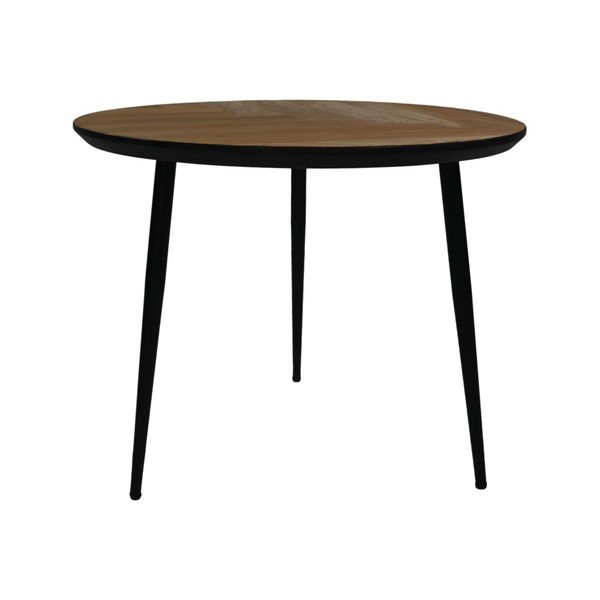 Crni okrugli stolić od hrastovine ø 60 cm Fishbone - HSM collection-image-2