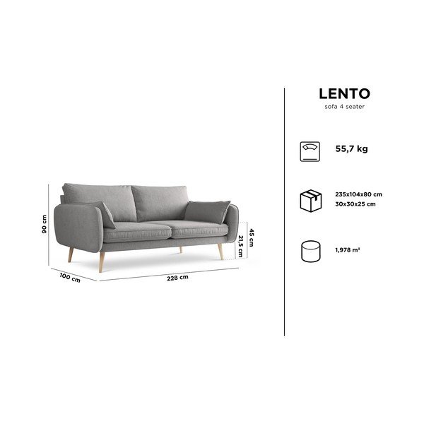 Bež kauč Kooko Home Lento, 228 cm-image-4