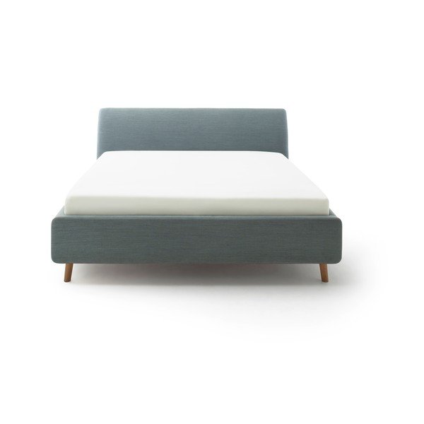 Zeleni/plavi tapecirani bračni krevet s prostorom za odlaganje s podnicom 160x200 cm Mila – Meise Möbel-image-3