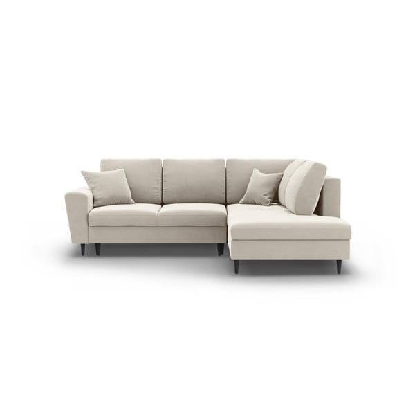 Bež baršunasti sklopiva/s prostorom za odlaganje kutna garnitura (s desnim kutom/u obliku slova L) Kyoto – Cosmopolitan Design