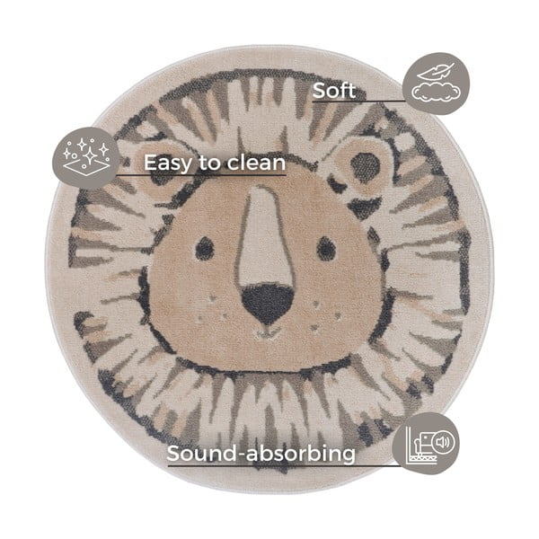 Bež dječji tepih ø 100 cm Lion – Hanse Home-image-4