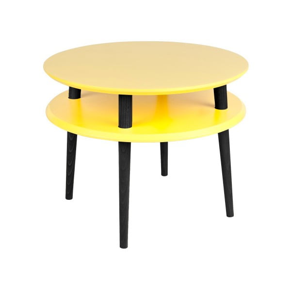 Žuti stolić s crnim nogama Ragaba UFO, Ø 57 cm