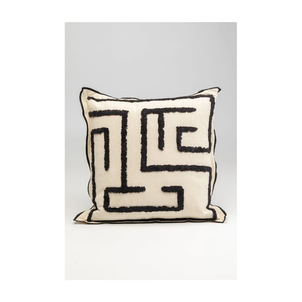 Crno-bijeli jastuk Kare dizajn labirint, 45 x 45 cm
