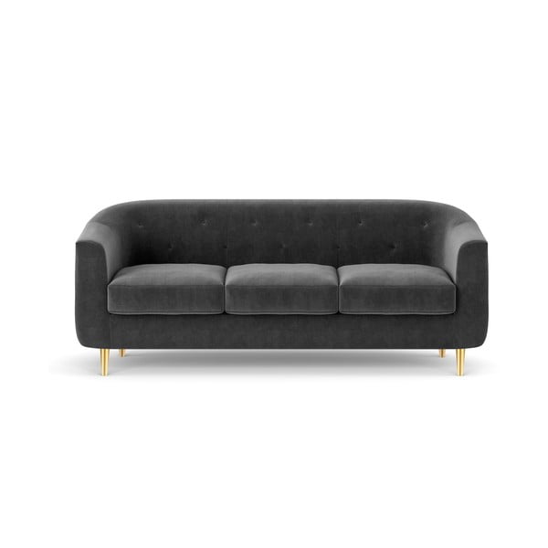 Tamno siva sofa od baršuna Kooko Home Corde, 175 cm