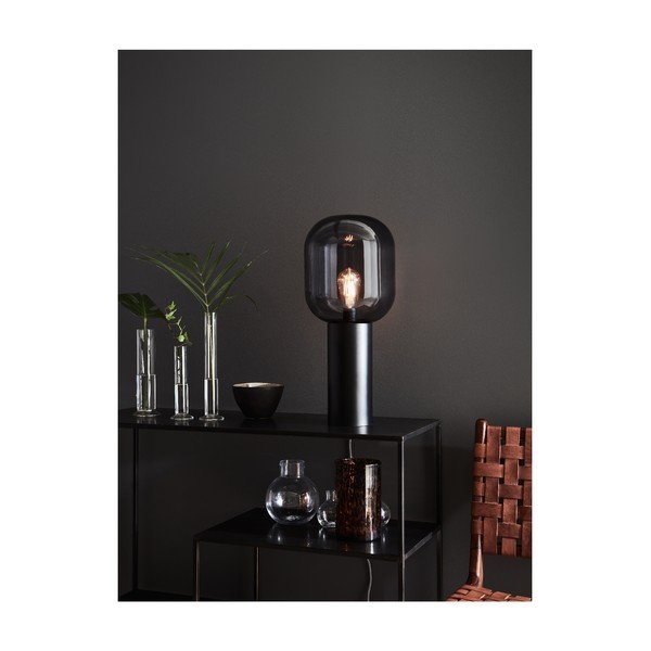 Siva stolna lampa Markslöjd Brooklyn Smoke, ø 24 cm-image-1