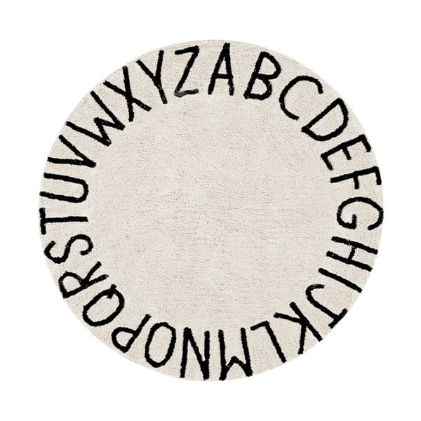 Krem periv/ručno rađen pamučan dječji tepih ø150 cm ABC Natural Black – Lorena Canals