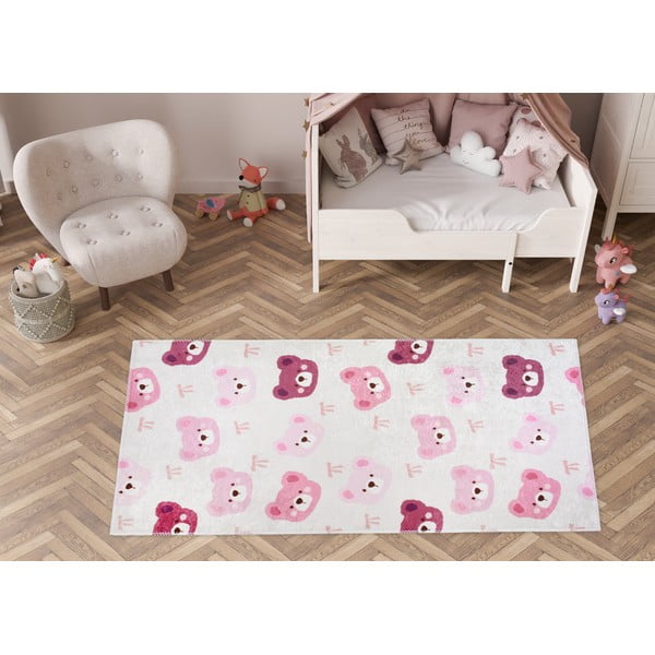 Ružičasti/boje slonovače periv dječji tepih 160x230 cm Cute Teddies Pink – Vitaus-image-1