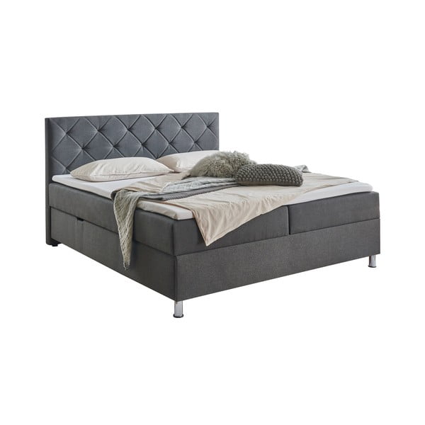 Tamno sivi boxspring krevet s prostorom za pohranu 180x200 cm Leo - Meise Möbel-image-3