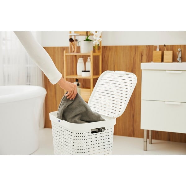 Bijela plastična košara za rublje 55 l Country - Rotho-image-2