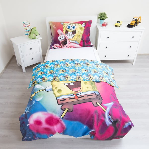 Pamučna dječja posteljina za krevet za jednu osobu 140x200 cm Sponge Bob – Jerry Fabrics-image-2