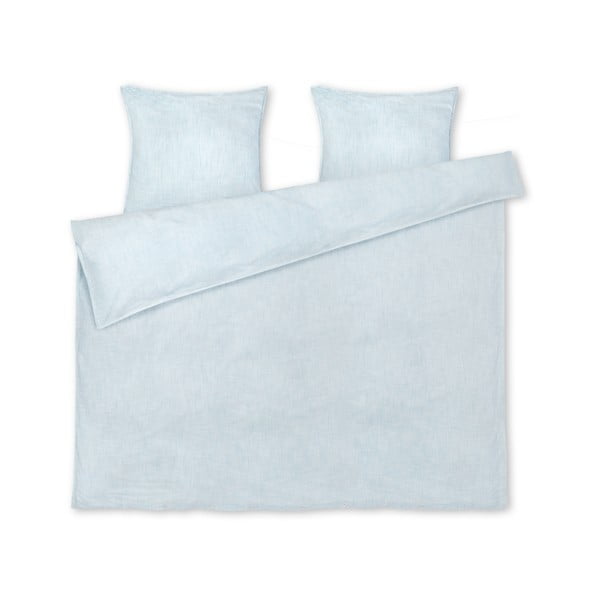 Bijelo-svijetlo plava posteljina za bračni krevet-za produženi krevet od organskog pamuka 200x220 cm Monochrome Lines – JUNA