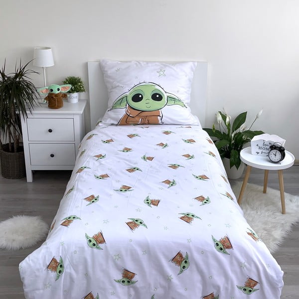 Pamučna dječja posteljina za krevet za jednu osobu 140x200 cm Star Wars Baby Yoda – Jerry Fabrics-image-2