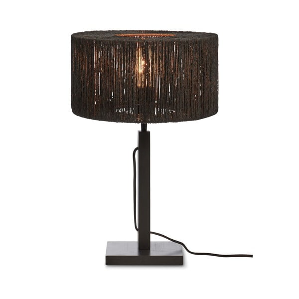 Crna stolna lampa sa sjenilom od jute (visina 37 cm) Iguazu – Good&Mojo