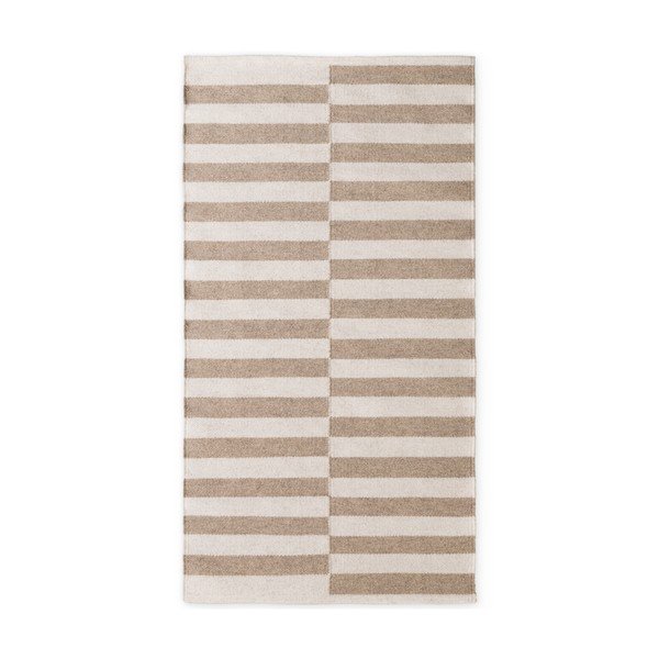 Bijeli/svjetlo smeđi obostrani/ručno rađen vunen tepih 80x150 cm Vika – Hanse Home