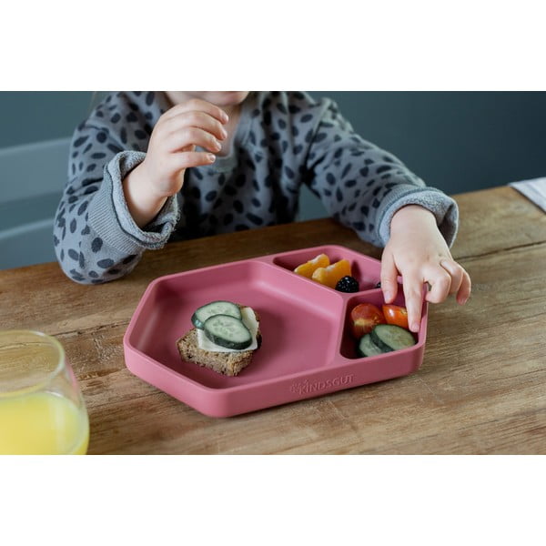 Crveni silikonski dječji tanjur 16x25 cm – Kindsgut-image-4