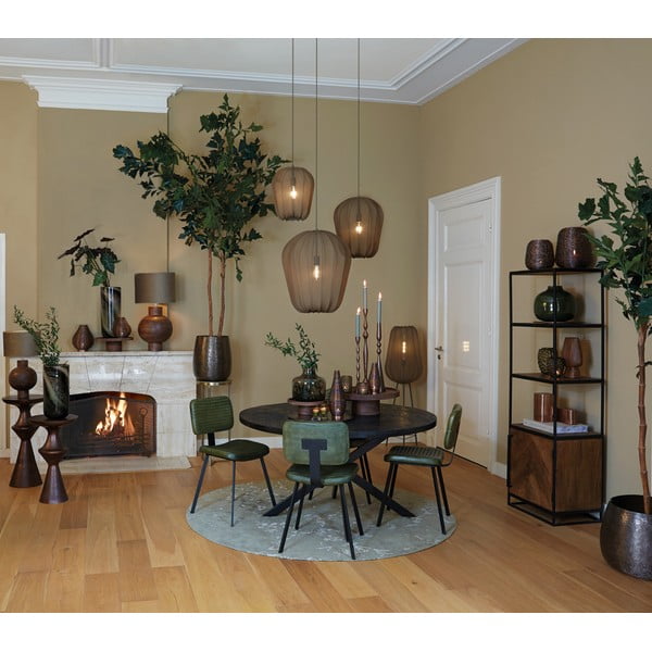 Crni okrugli blagovaonski stol s pločom stola od bagrema ø 120 cm Yellov – Light & Living-image-1