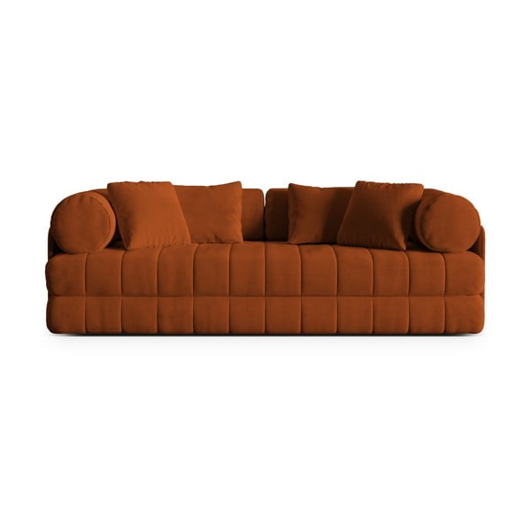 Baršunasti sklopiva sofa boja terakote 206 cm Kemi – Cosmopolitan Design