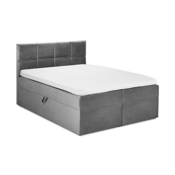 Sivi baršunasti bračni krevet Mazzini Kreveti Mimicry, 180 x 200 cm