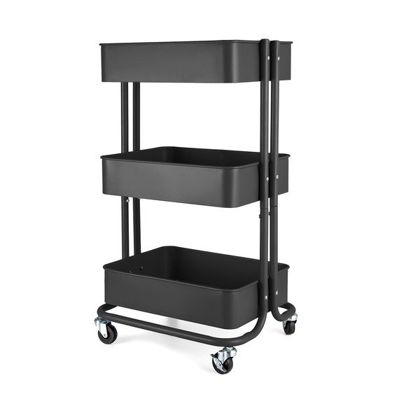 Crni metalni regal na kotačima 43x35 cm Grena – Compactor-image-1