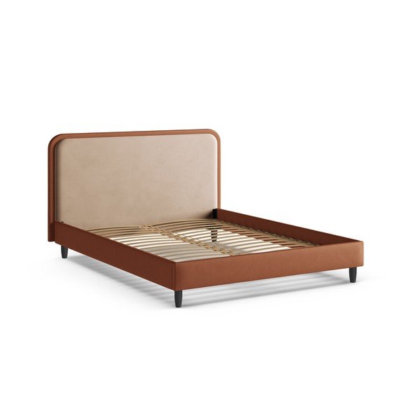 Ciglasti tapecirani bračni krevet s podnicom 160x200 cm Aveline – Micadoni -image-2