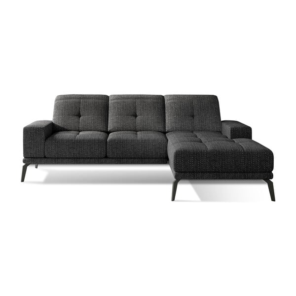 Crna kutna garnitura (s desnim kutom/s ležaljkom) Torrense – ELTAP