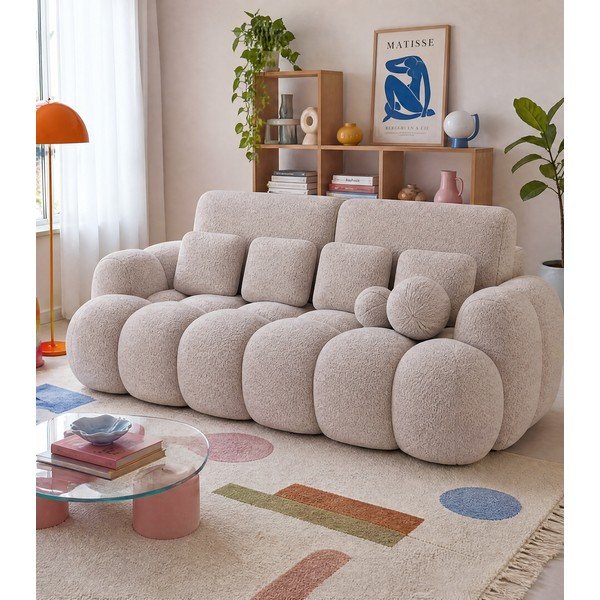 Bež sklopiva sofa od bouclé tkanine 256 cm Cotonn – ELTAP-image-1
