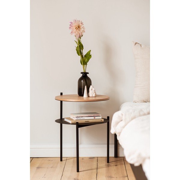 Crni/u prirodnoj boji noćni ormarić s pločom stola u dekoru hrasta Tu – noo.ma-image-4