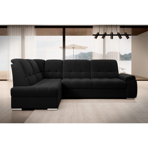 Crna sklopiva/s prostorom za odlaganje kutna garnitura (s lijevim kutom/u obliku slova L) Sado – ELTAP-image-3