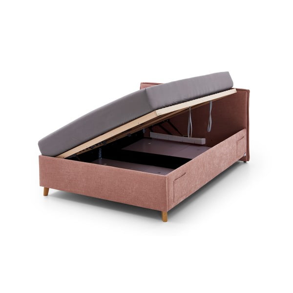 Ružičasti podstavljeni dječji krevet s prostorom za odlaganje s podnicom 120x200 cm Fun – Meise Möbel-image-2