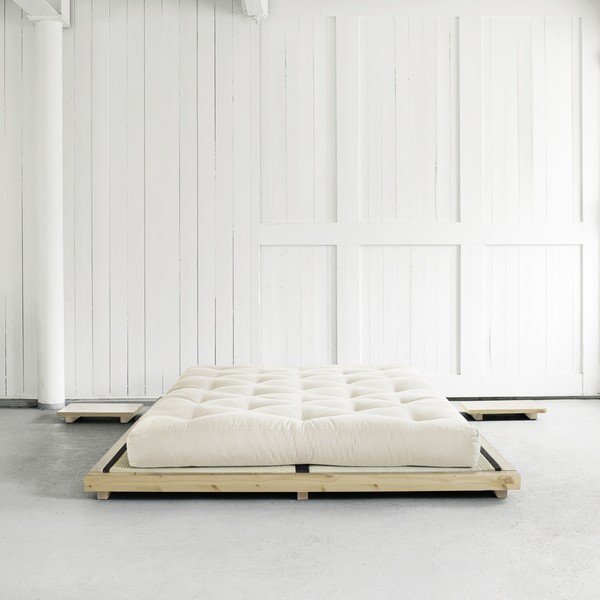 Bračni krevet od borovine s madracem Karup Design Dock Comfort Mat Natural Clear/Natural, 160 x 200 cm-image-3