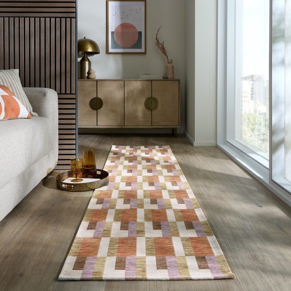 Narančasta/u prirodnoj boji staza 60x230 cm Riley Block Geo – Flair Rugs-image-1